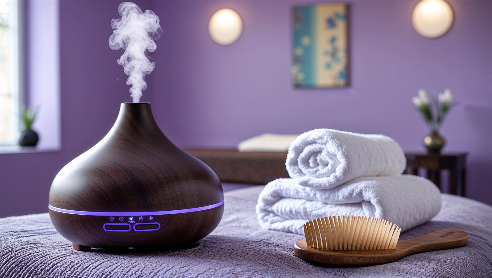 Aromatherapy massage room prepared with warm lighting at Cozy Massage Spa North Hollywood