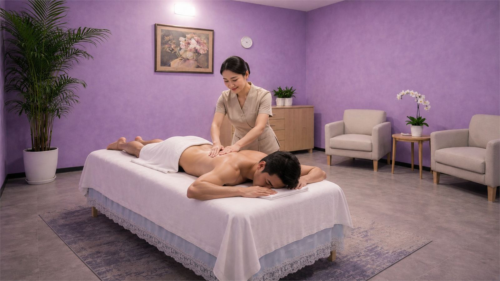 Therapist using gentle gliding hand pressure during a Swedish massage at Cozy Massage Spa North Hollywood